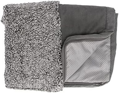 Furhaven Replacement Dog Bed Cover Berber & Suede Blanket Top Mattress, Machine Washable - Gray, Medium