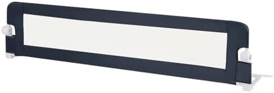 BABY JOY Foldable Bed Rail for Toddlers, 180 x 42 cm Swing Down Baby Bed Guard Rail w/Adjustable Safety Strap, Universal Kids Bedrail Guard for Twin, Double, Full, Queen & King Size Mattress, Blue
