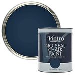 Vintro | No Seal Chalk Paint | Nightfall | Blacky/Blue | Interior & Exterior Use | Furniture | Walls | Wood | Metal | 1 Litre (Nightfall - blacky/blue)