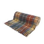 HIGHLAND Scottish Wool Blend Tartan Tweed Extra Warm Rug/Versatile Couch Cuddly Blanket for Bed Fluffy Microfibre Bed Throw Bedspread Comfy Super Soft for Adults Men & Women (Buchanan Ancient)