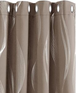 Deconovo Lot de 2 Rideaux Thermique Anti Froid Balcon Maison Fenêtre Motif Ligne Argenté Occultant à Oeillets Rideau Salon Désign Moderne 140x240cm Taupe Restaurant