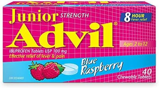 Junior Strength Advil Ibuprofen 100 mg Tablets USP Blue Raspberry 40 Chewable Tablets