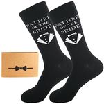 BUENWAZ Men's Wedding Socks Gift Pack, Groom Socks, Groomsmen Socks, Best Man Socks, Father of the Bride (Black), 8-12