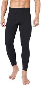 TEERFU Men's Midweight Thermal Underwear Pants Cotton Long Johns Leggings Base Layer Bottoms, Black, M