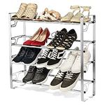 USTECH 4 Tier Adjustable Chrome Shoe Rack Storage Organizer | Portable, Large, Free Standing Closet Shelf for Bedroom and Entryway | Metal Shoe Shelf for Kids and Adults | 16 Pairs of Shoes