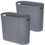 AYSUM 2Pack 12L Slim Waste Basket Plastic Trash Can Small Plastic Bin Slim Garbage Container Bin with Handle for Home Kitchen Bathroom Bedroom Office, Grey