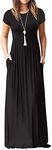 MISFAY Women Short Sleeve Loose Plain Maxi Dresses Casual Long Dresses Pockets - - Medium