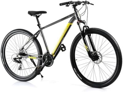 FitTrip Scrambler 27.5T MTB Cycle for Men with Gear & Disc Brake | Gear Cycle for Adults with 21 Speed Shimano Gearset | QC Tested 1030 Frame | Lockout Suspension | Fully Fitted (LiquidMetal-Yellow)
