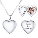 U7 Stainless Steel Locket Necklace That Hold Picture Women Girls Personalized Gift Heart Pendant Photo Image Necklaces, Mothers Day/Lover/Friends/Couple Jewelry