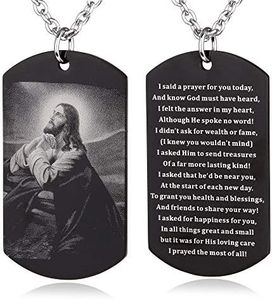 FAYERXL Jesus Praying Catholic Christian Holy Bible Scripture Baptism Religious Communion Confirmation Rite Gift Dog Tag Necklace for Men/Church pastor (I said a prayer for you today)