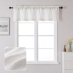 Chyhomenyc Bennet Valance for Windows, Faux Linen Slub Textured Semi Sheer Small Window Kitchen Valance Curtain, Rod Pocket Cafe Valance for Bathroom Laundry Basement, 30Wx14L inch, 2 Piece, Natural