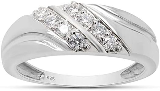 SAVEARTH DIAMONDS 1/4 ct. t.w Round Cut Lab Grown Diamond Double Row Men's Wedding Band Ring in 14k White Gold Over Sterling Silver (VS-SI Clarity, 0.25 Cttw)-9