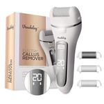 Vandelay (UK) CQR-FC800 Rechargeable Callus Remover for Feet | Foot scrubber for dead skin | 3 Roller Heads for Dead Skin Removal | Pedicure Machine | White