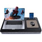 SHOPPINGALL Lap Desk - for 17 inch Laptops or Smaller - Integrated Mouse Pad, Tablet & Smartphone Holder - SA-BR182-Black