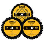 DEWALT Pack of 12-in Saw Blades - 1 x 80 T and 2 x 40 T Blades for Miter Saws - Pack of 3 Blades Total (DWA112CMB3)