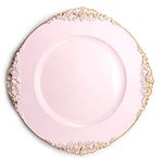 Allgala 13-Inch 6-Pack Heavy Quality Round Charger Plates-Floral Pink-HD80345