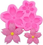 Skytail 3 Cavity Sakura Flower Fondant Molds Plum Cherry Blossom Fondant Mould Cake Decorating Silicone Mold for Cupcake Topper Candy Chocolate Gum Paste Polymer Clay Set of 1