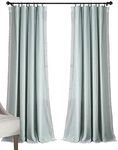 Lush Decor Rosalie Light Filtering Window Curtain Panel Set- Pair- Vintage Farmhouse & French Country Style Curtains - Timeless Dreamy Drape - Romantic Lace Trim - 54" W x 84" L, Blue