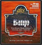 GHS PF180 Stainless Steel Loop End Banjo Strings, Medium, (5 Pieces Set) (11-10)