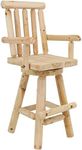 Sunnydaze Rustic Bar Stool - Light Brown, Fir Wood Construction, 4-Foot