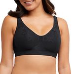 Bali Women's Comfort Revolution Wireless Bra, Full-Coverage Wirefree T-Shirt Bra, DF3484, Black Aztec, L