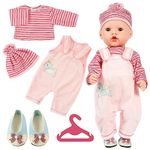 Aolso Baby Doll Clothes for 14-18 Inch Doll 35-45 cm Baby Doll, New Doll Clothes Outfits, Sweet Outfits Long Sleeve Overalls with Coat hanger, New Born Baby Dolls Girls Birthday (Pink)