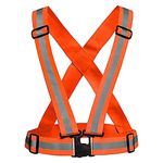 Robustt Protective Reflective Jacket| Orange Safety Jacket | Pack of 1 | High Visibility Reflective Tape | Adjustable POM Buckle with Nylon Band | Suitable for Cycling, Night Visibility & Running