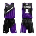 vients Custom Basketball Jersey Uniform Suit for Man Women Adults Kids Personalized Jersey (Black-Purple)