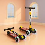 Kidsmate Speedy Kick Scooter for Kids (ISI Certified) with LED Wheel Lights, Height Adjustable Handlebar & Foldable Design & Rear Brakes for Kids of Age 3+ Years (Black)