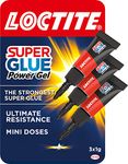 Loctite Mini Trio Power Gel, Strong Super Glue Gel for Repairs, All Purpose Glue compatible with china, rubber,wood,metal,plastic, Easy to Use Clear Glue,transparent,Gel formula, Anti-clog cap, 3 x 1g