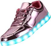 USB Adult Light Up Shoes Rechargeable Flashing Low Top LED Shoes Unisex Sports Dancing Sneakers, Pink, 7 Women/6 Men