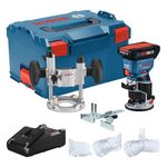 BOSCH GKF18V-25PL14 18V Brushless Colt™ Palm Router Kit with (1) CORE18V® 4 Ah Advanced Power Battery and Plunge Base