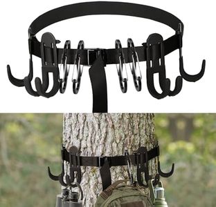 Treestand Gear Hanger Starp with Multiple Metal Carabiners Hooks, Outdoor Tree Stand Strap Hunting Accessory Holder with 8 Hooks, Bow & Gear Hanger for Hunting, Hiking, Camping