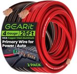 GearIT, 4 Gauge Wire, for Automotive Power/Ground, Battery Cable, Car Audio, RV, Amp, CCA Wire, Wire, Automotive Wire, Battery Cables, Amp Wiring Kit, (25 feet Each- Black/Red Translucent)