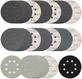 140Pcs 5 Inch Wet Dry Sanding Discs Hook and Loop 8 Holes Sandpaper 400/600/800/1000/1500/2000/3000 Assortment Grits for Orbital Sander Automotive Wood Metal Polishing