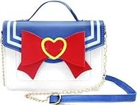 Fashion Kawaii Anime Cosplay Purse with Bow Stone Chain Crossbody Shoulder Bags Messenger Satchel Tote (Blue Crossbody Bag)