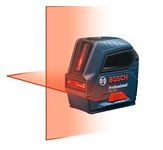 Bosch Gll55 50Ft Cross Line Laser Level Self-Leveling With Visimax Technology, L-Bracket Adjustable Mount And Hard Carrying Case