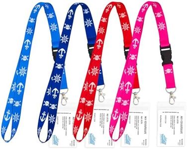 Qsszk Cruise Lanyards, 4 Pack Waterproof Cruise Lanyard with ID Badge Reel Holder, Detachable Buckle for Cruises Ships Key Cards, Cruise Ship Essentials