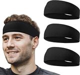 BISMAADH Sports Headbands for Men & Women - with Inner Grip Strip to Keep Headband Securely in Place | Fits All Head Sizes | Sweat Wicking Fabric to Keep Your Head Dry & Cool (Pack of 3)