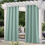 NICETOWN Outdoor Waterproof Curtain for Patio 84 inches Long, UV Protection Thermal Insulated Sun Blocking Outdoor Privacy Drape for Gazebo, Stainless Grommets Outside Panel, 1 PC, 52" Wide, Aqua Blue