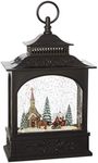 Raz Imports Town Scene Black Musical Lighted Water Lantern Figurine 11 Inch