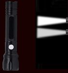 Adima Rechargeable Torch Super HIGH Power Long Distance with Two Mode HIGH and Low and Back Light for Emergency (Black)