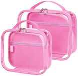 sportsnew Clear Toiletry Bag, TSA Carry on Travel Toiletry Bag Travel Bag Water-Resistant Cosmetic Makeup Bag for Women Man, Pink 2 pcs, patent pending