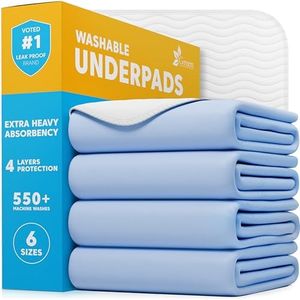 Green Lifestyle Washable Underpads, Pack of 4 Large Bed Pads, 34" x 36", for use as Incontinence Bed Pads, Reusable pet Pads, Great for Dogs, Cats, Bunny & Seniors by (4 Pack 34x36)