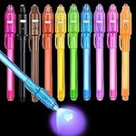 Invisible Ink Pens for Kids 10Pcs Spy Pen with UV Light Magic Spy Marker Kid Pens for Secret Message and Birthday Party favors,Writing Secret Message For Easter Day Halloween Valentines Party Bag Gift