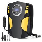 Digital Tyre Inflator,Tyre Inflator Portable Air Compressor Car Tyre Pump with 3 Nozzle Adaptors And Digital Led Light,12V Rapid Tyre Inflator Air Compressor for Car Tires and Other Inflatables