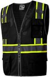 SKSAFETY Safety Vest for Men with 8 Pockets, High Visibility Reflective Vest, Work Vest for Men, Construction Vest, Security Vest, Black Mesh Safety Vests, Large