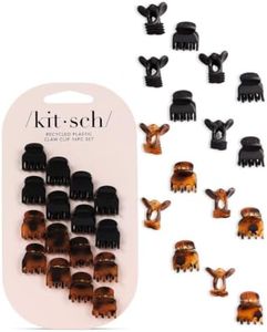 Kitsch Mini Claw Clips for Women - Stylish Small Hair Clips for Kids | Stays In Place Without Pulling or Snagging | Durable & Sturdy Plastic - Tortoise & Black, 16 Pcs