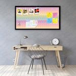 ArtzFolio Wavey | Bulletin Board Notice Pin Board | Vision Soft Board Combo with Thumb Push Pins & Sticky Notes | Black Frame | 30 x 15 inch (76 x 38 cms)