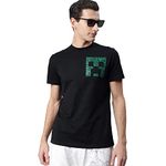 Free Authority Minecraft Printed Regular Fit Black Cotton Men's T-Shirt